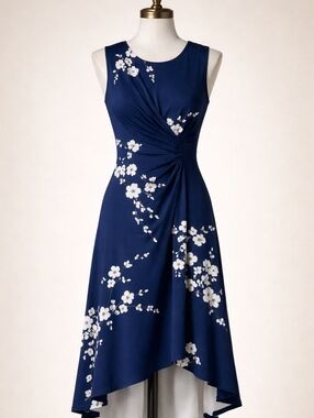 SHEIN Elegant Navy Blue Floral Dress
